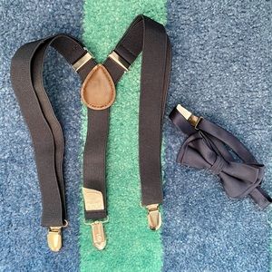 Navy Blue Suspenders and Bow tie